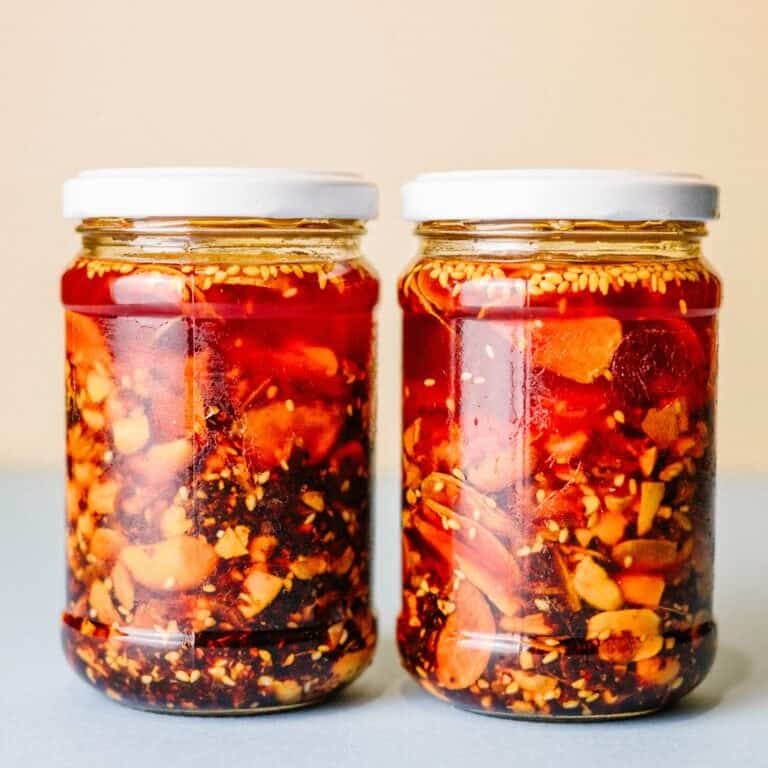 Homemade Peanut Rayu recipe. Spicy chilli oil condiment recipe.